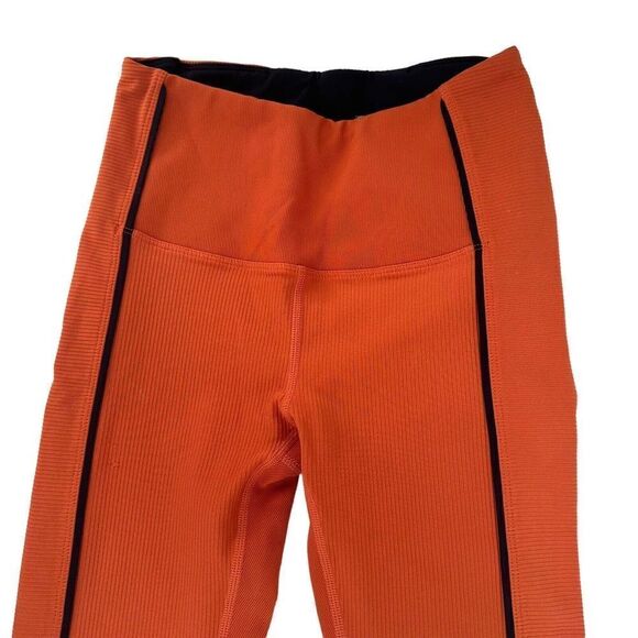 ZYIA Active Leggings Orange Ribbed Premium High Rise Ankle Skinny Size 2 Womens - Picture 4 of 9